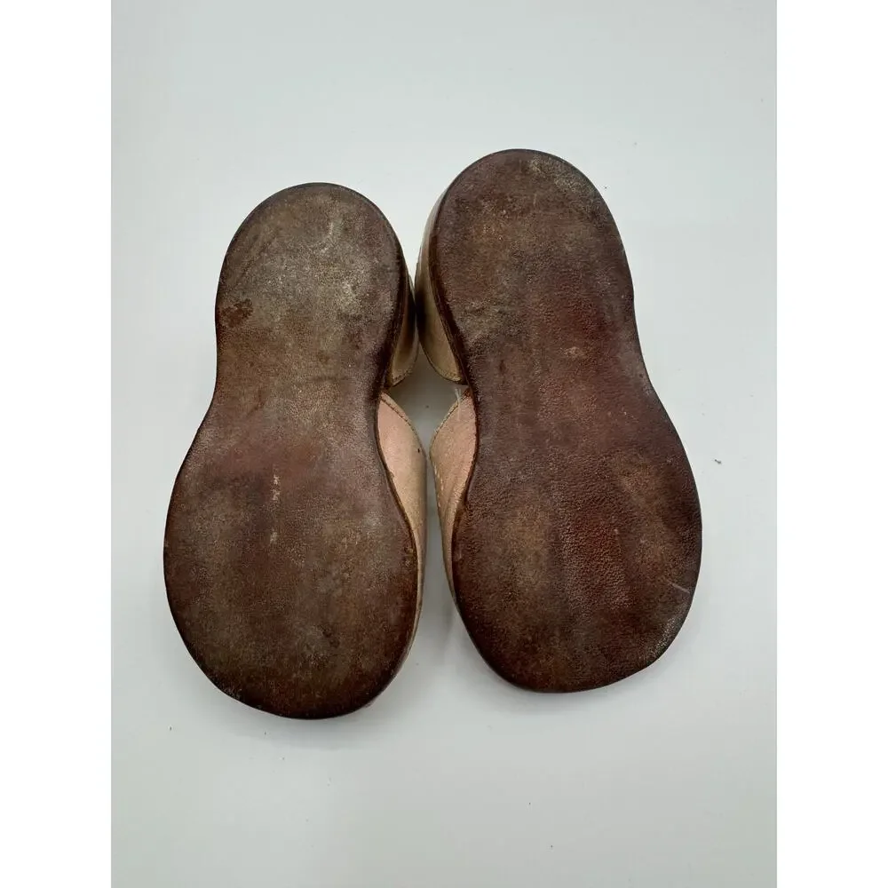 Rare‎ Antique Children's Leather Shoes Peep Toe Buckle Strap Aged Patina 5
